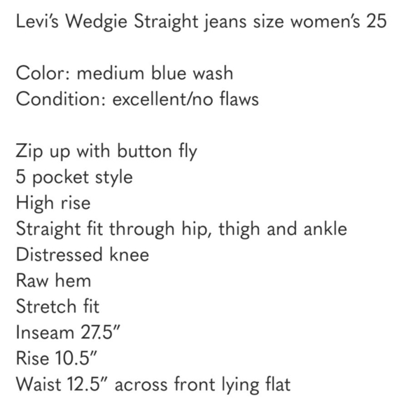 Levi's wedgie straight women's jeans size 25 color blue used excellent Condition - Picture 11 of 11